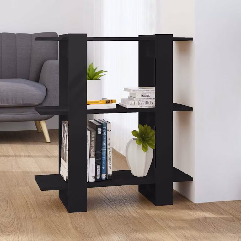 Libreria divisorio vidaXL nera in legno e MDF L: 80 cm, P: 30 cm, H: 87 cm