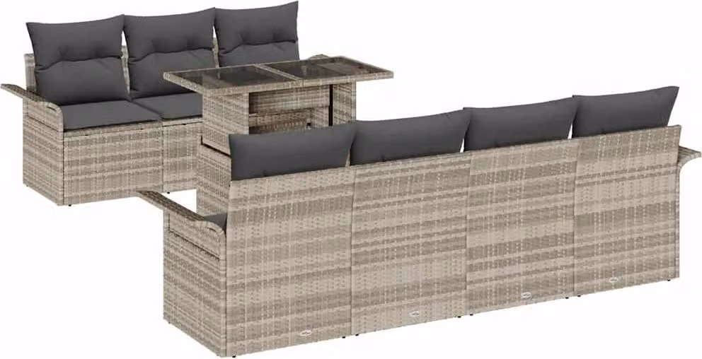 Set Divano da Giardino con cuscino 8 pcs Grigio chiaro