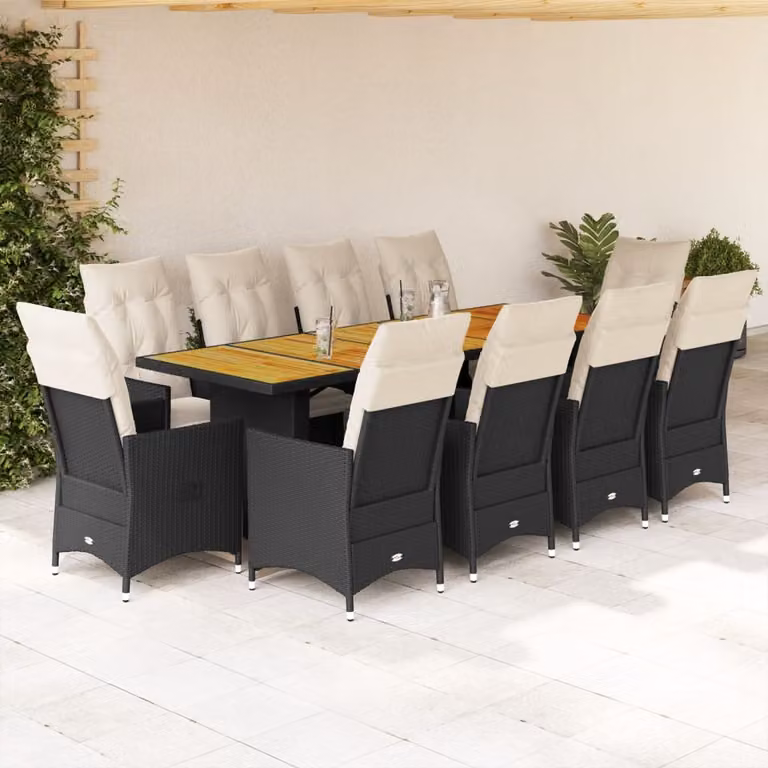 Maison Exclusive - Set da giardino bistrot 11 pezzi con cuscini in polyrattan nero