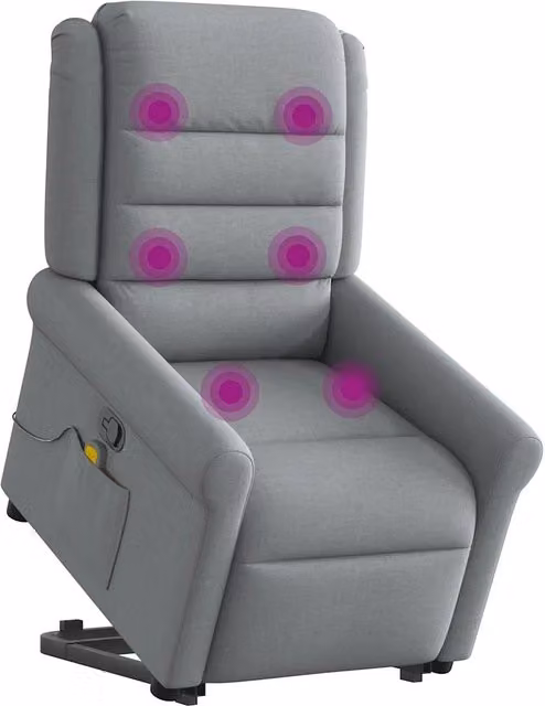 Poltrona | Sedia Relax Alzapersona Massaggi Reclinabile Grigio Chiaro Tessuto