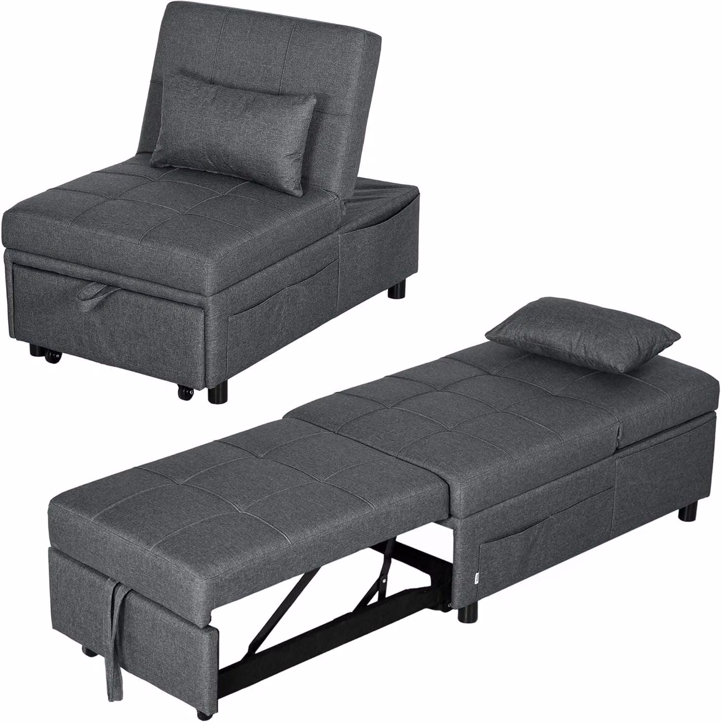 Sedia reclinabile - Sedia letto - Chaise longue - Sedia pieghevole - Design multifunzionale 3-in-1