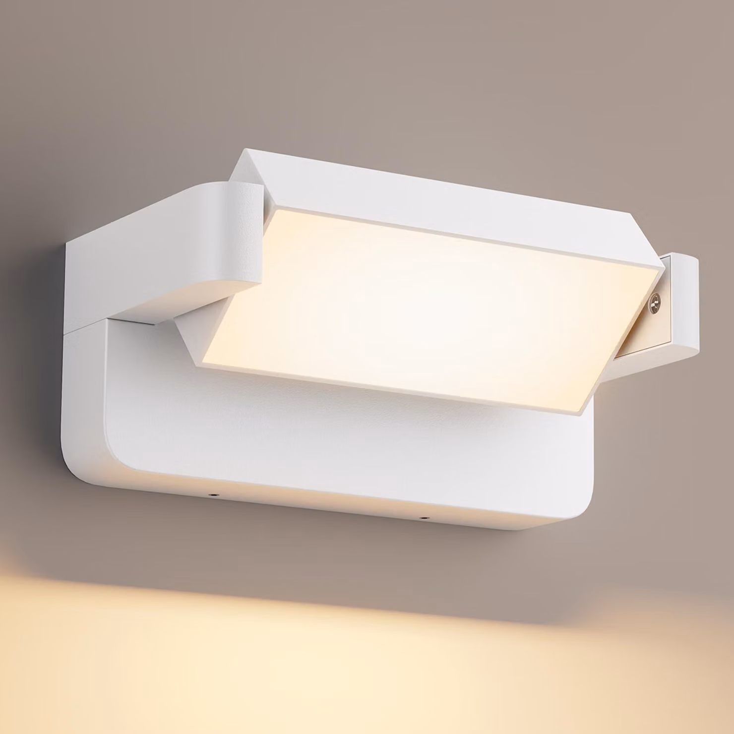 Lampada a parete LED, 24W, 1500 lumen, 3000K, grado di protezione IP65, regolabile, colore bianco