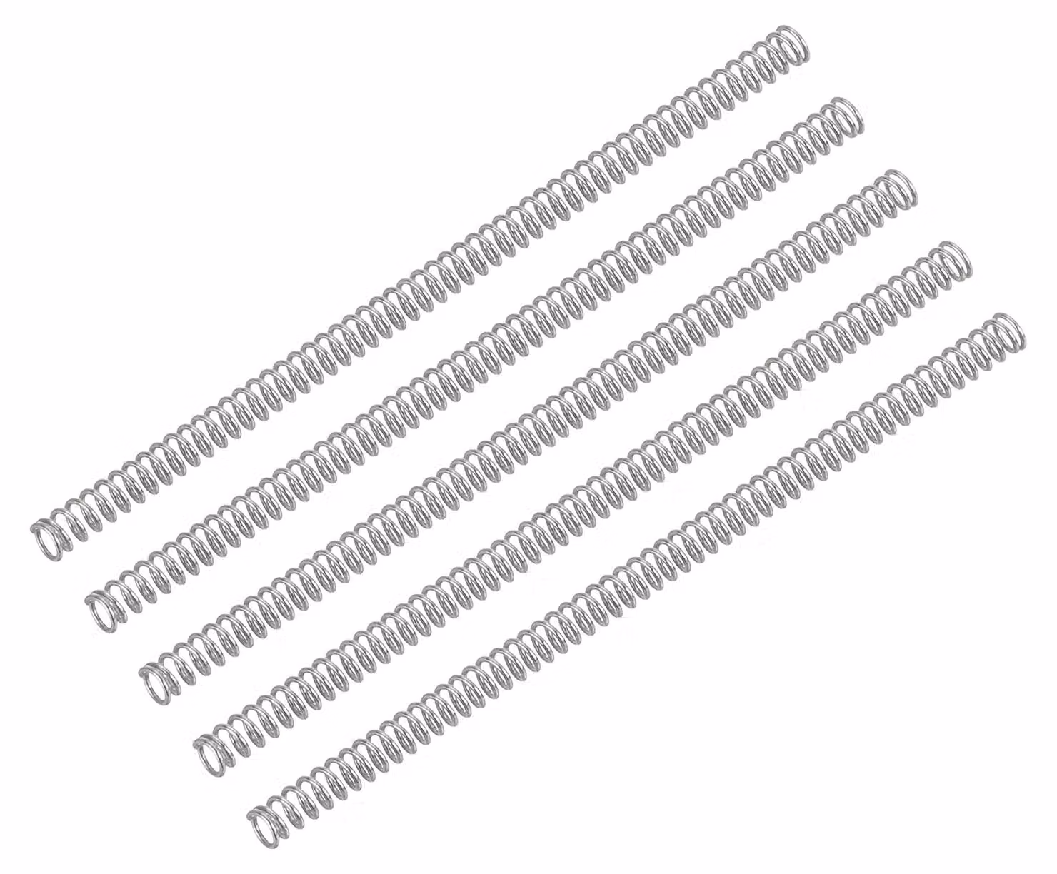 5 molle a compression in acciaio inossidabile 304, dimensioni 0,3x2x45 mm, colore argento