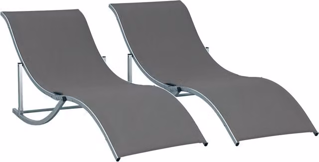 Set 2 Lettini Relax da Giardino in Textilene ¨C Minimal ¨C Aluminium Grigio Scuro 165x61x63 cm