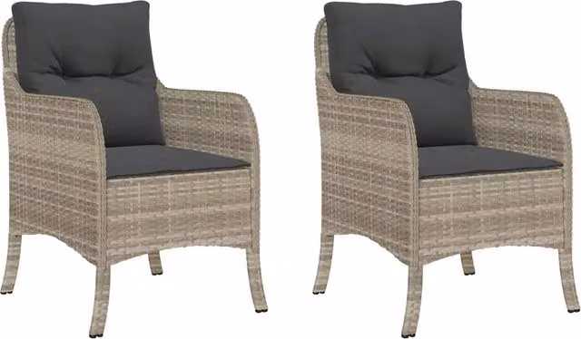 Sedie da Giardino con Cuscini 2 pz | Sedie da Esterno Grigio Chiaro in Polyrattan