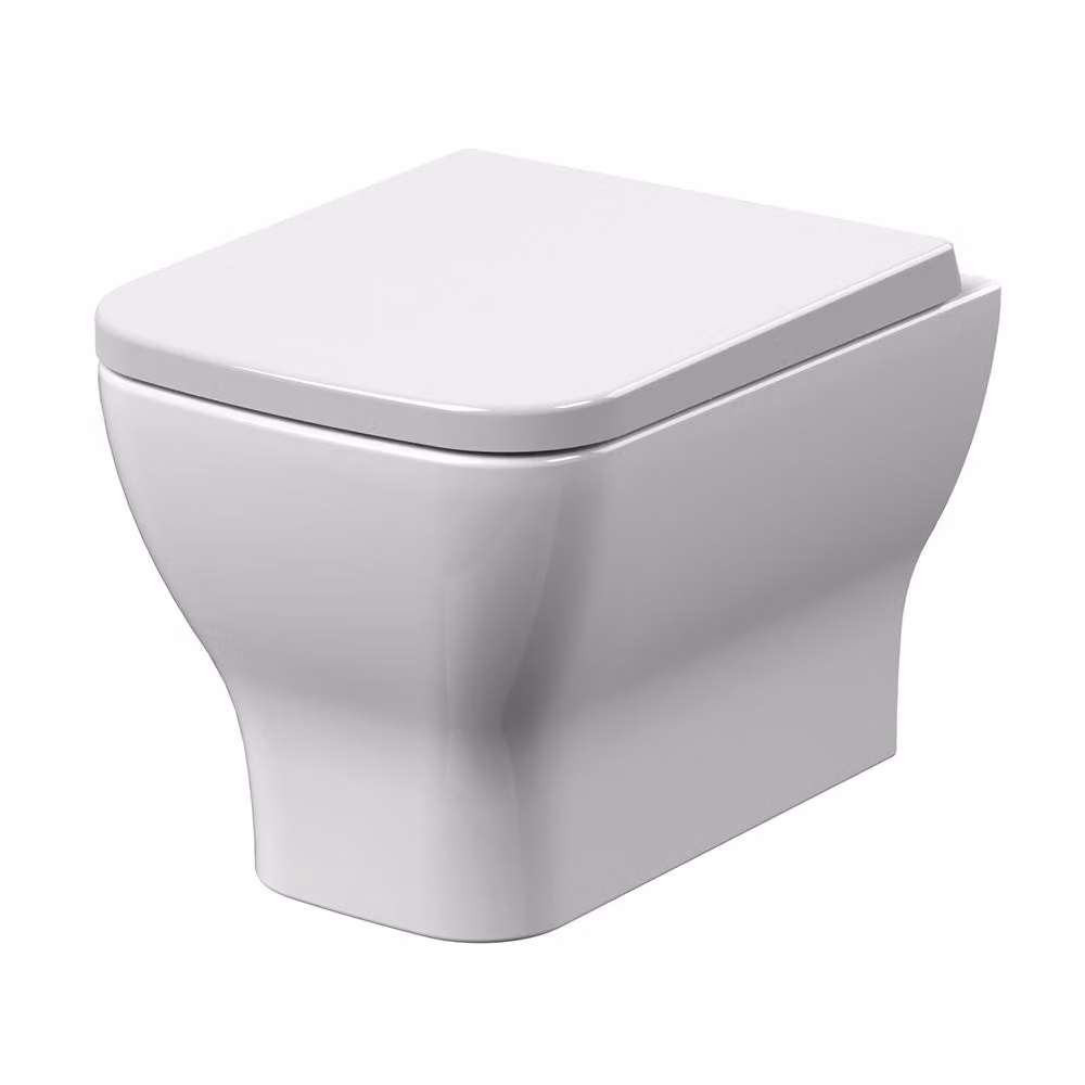 Sanitario Sospeso Moderno Quadrato Senza Brida Con Sedile Soft-Close