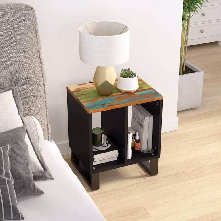 Tavolino vidaXL in legno massello recuperato e multistrato multicolore L: 40 cm, P: 31 cm, H: 46 cm