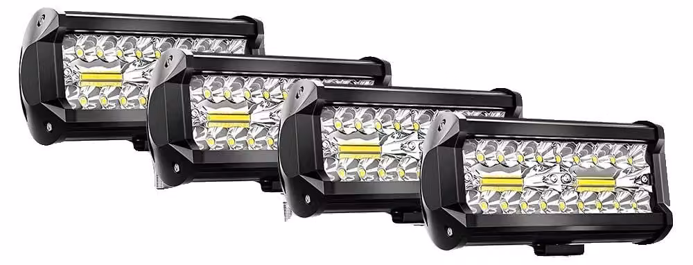 Luce da lavoro, fascio combinato, struttura robusta, 4 pezzi da 7 pollici