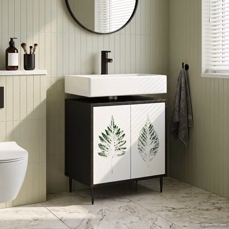 Mobile da bagno moderno vidaXL HANAU Rovere Nero L: 60 cm, P: 40 cm, H: 61 cm
