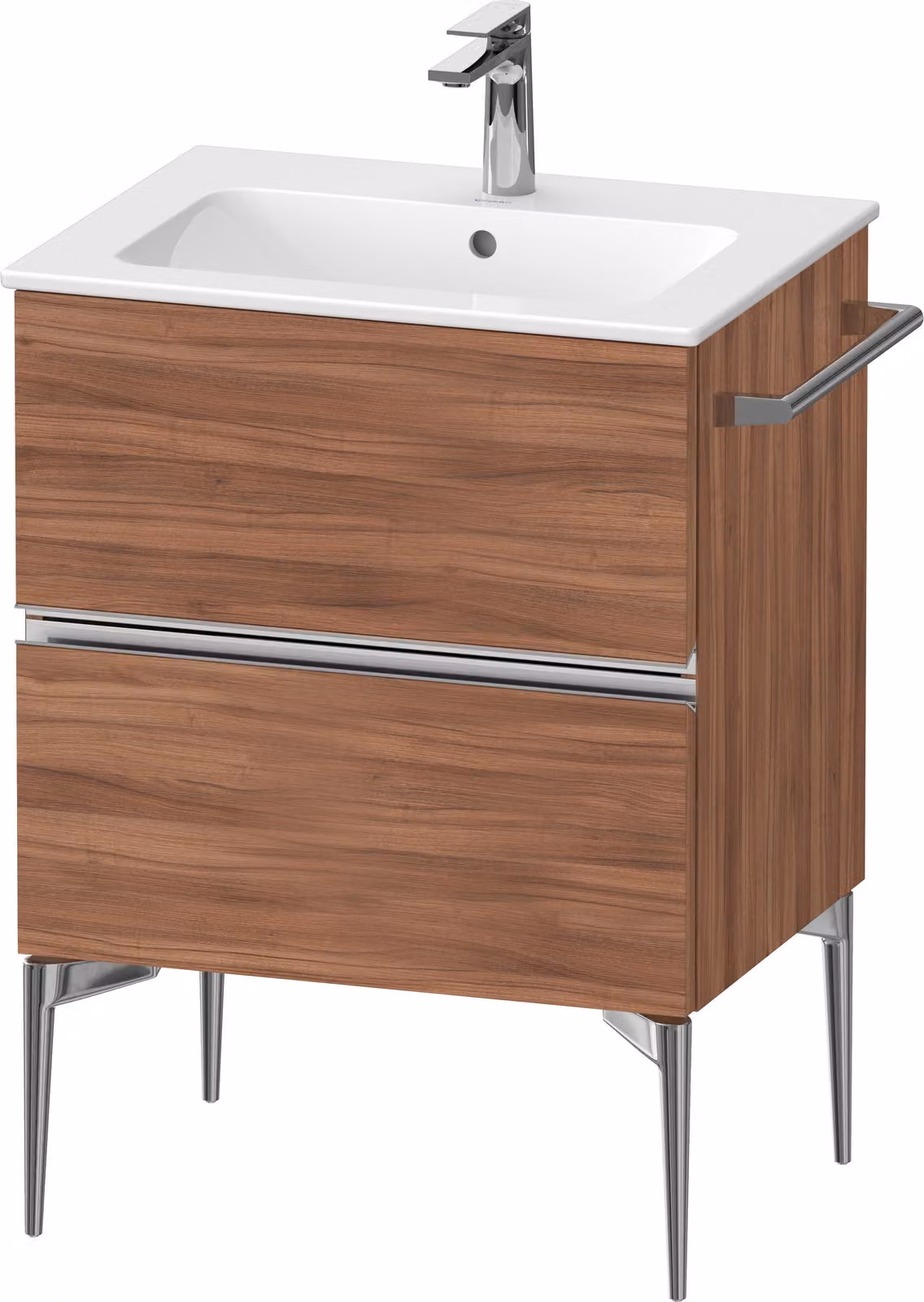Duravit Sivida bâti-support pour lavabo, 2 tiroirs, poignée profilée chromée, 610x477x591mm, pour ME by Starck, SV4643010790000, SV4643010790000