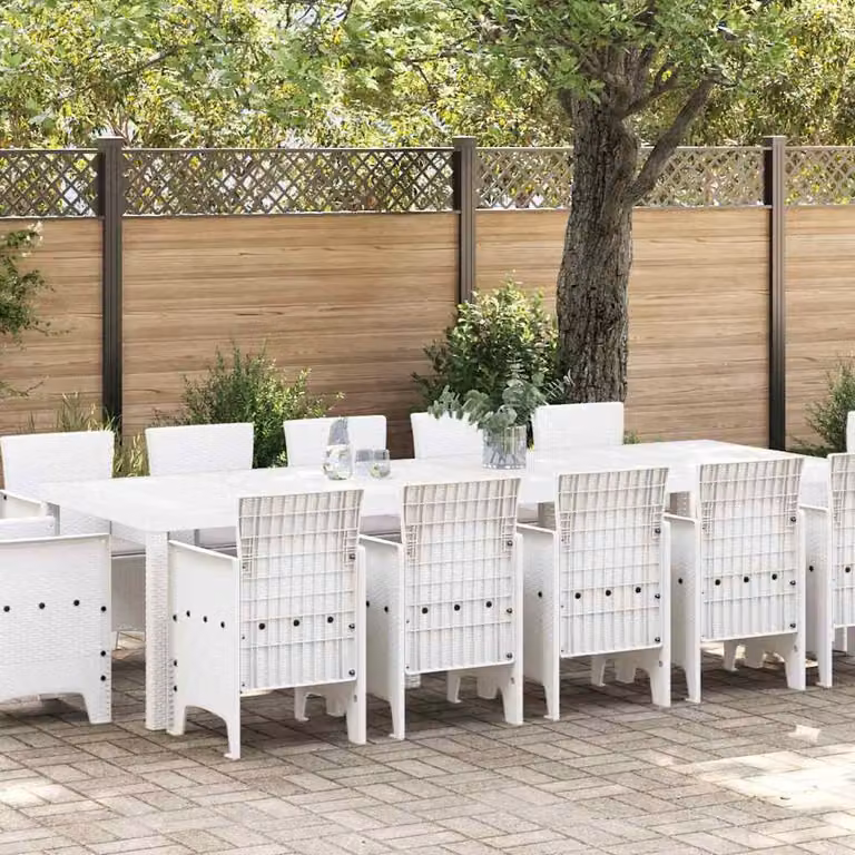 Maison Exclusive - Set da pranzo per esterno, 13 pezzi, bianco e grigio chiaro