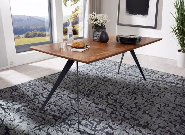 Tavolo da pranzo 200x100 cm "Nagpur" Acacia e ferro nero