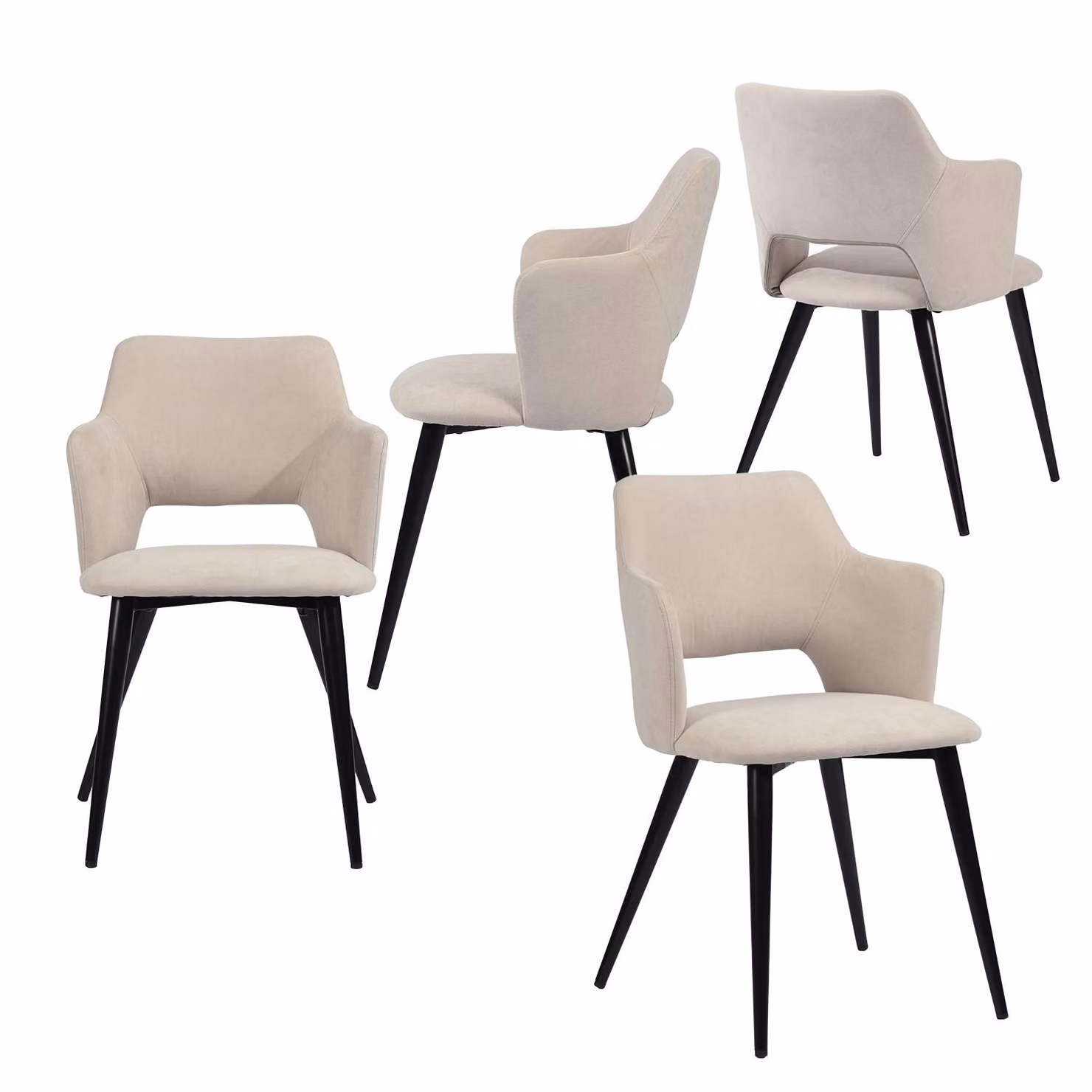 Meubles Cosy - Set da 4 poltrone da sala da pranzo in stile scandinavo in tessuto beige - AKANJI