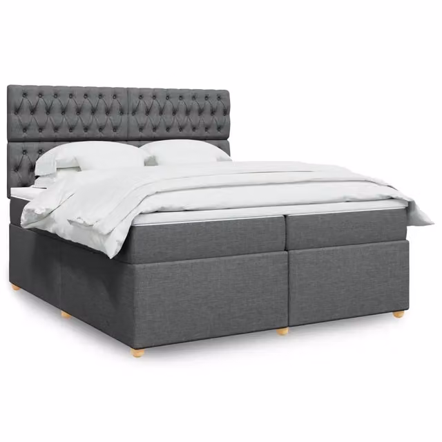 Letto Ibrido Moderno vidaXL con Materasso Grigio e Bianco in Tessuto e Legno di Pino L/P: 200 x 200 cm