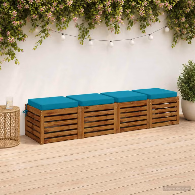 Set di 4 cuscini per sedia vidaXL in poliestere con fodera rimovibile e resistenza UV, colore turchese e blu