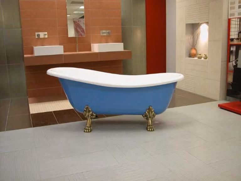 Vasca da bagno freestanding Art Nouveau Roma blu chiaro/bianco/oro vecchio 1470 mm - Bagno barocco