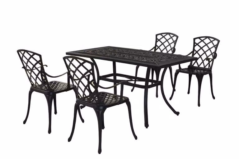 Set di mobili da giardino Merxx Rhodos 5 pezzi, 4 poltrone, 1 tavolo 140 x 80 cm - alluminio pressofuso