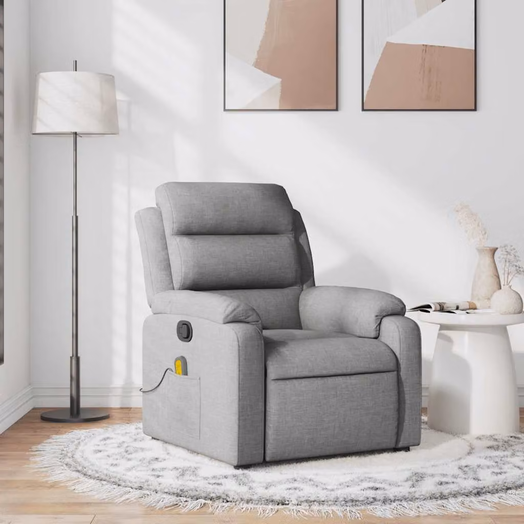 vidaXL Poltrona Relax Reclinabile Moderna in Tessuto Grigio con Braccioli