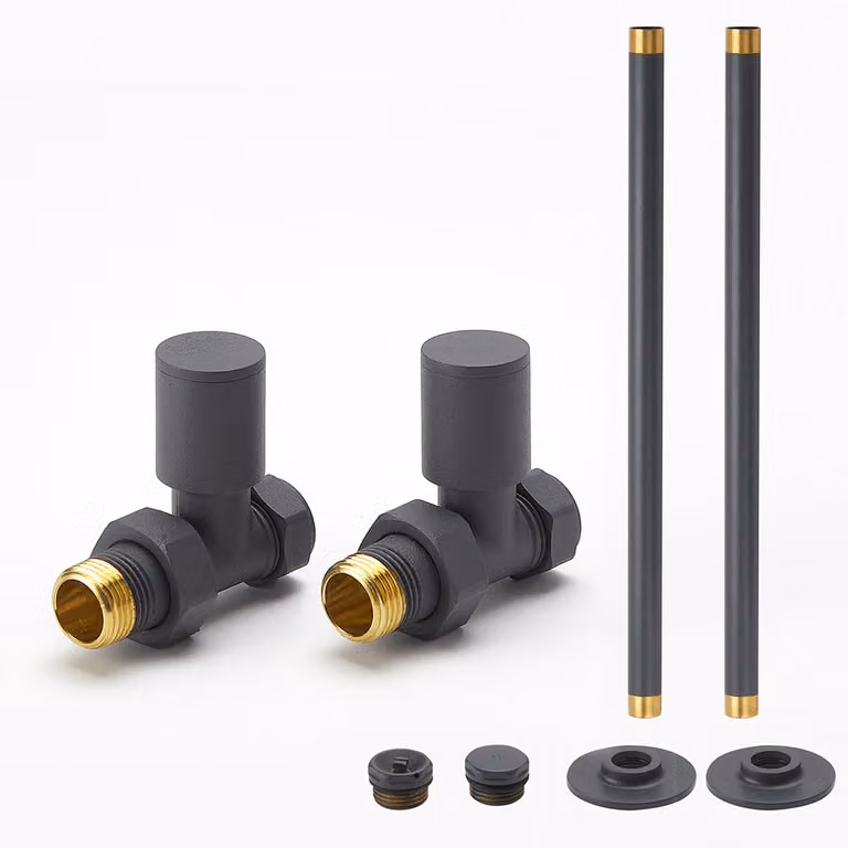 Set Tubi + Valvole Dritte Radiatore - Antracite Moderno