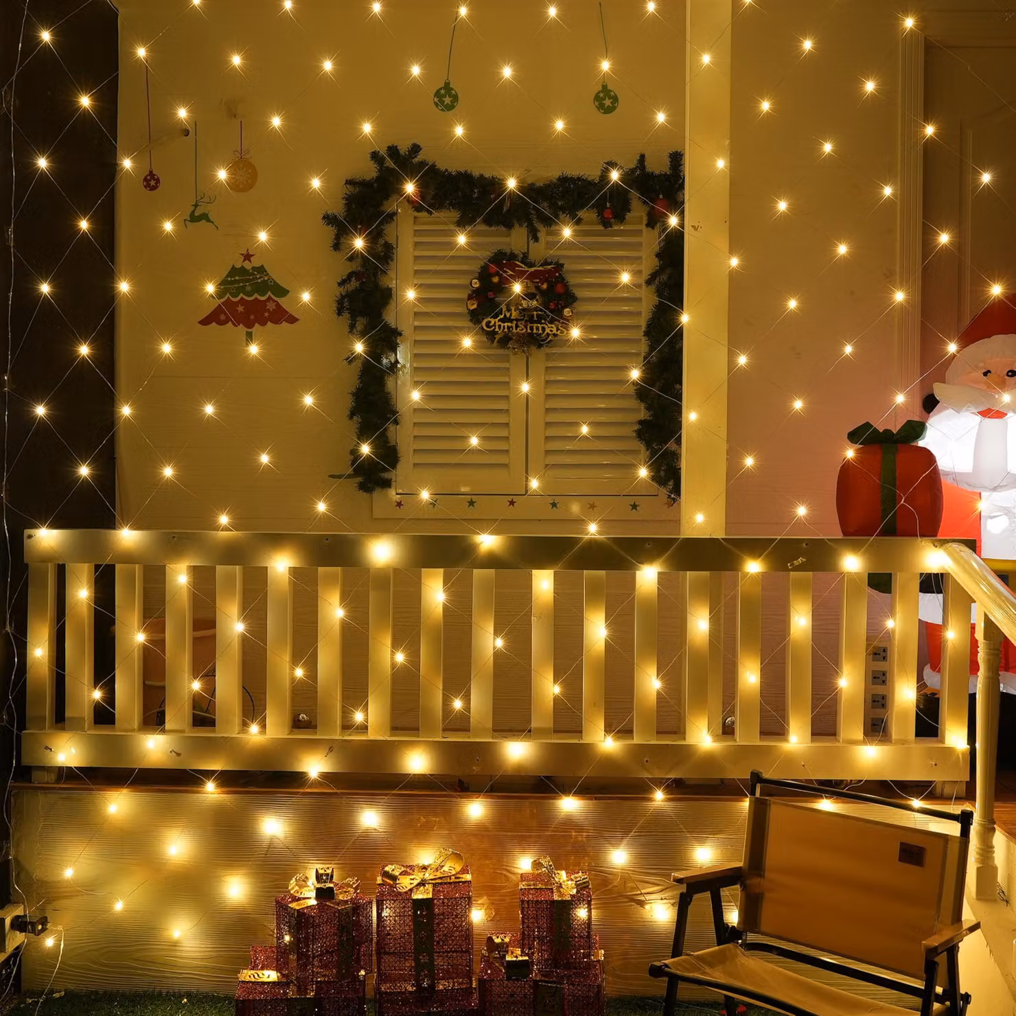 Rete luminosa a LED, dimensioni 3x2 metri, 210 LED bianco caldo, grado di protezione IP67, dimmerabile