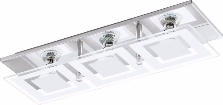 Eglo 94225 Almana LED parete e soffitto 3 x 3 W acciaio cromo vetro satinato bianco chiaro