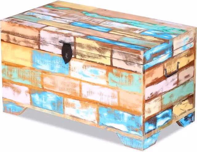Cassapanca in legno massello di recupero multicolore stile retro vidaXL