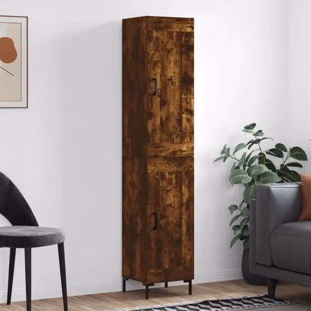 Credenza Buffet Armadio da Cucina Design Mania in Legno Rovere Fumo, L/P/H: 34,5 x 34 x 180 cm – 1