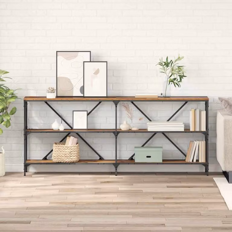 vidaXL Tavolo consolle moderno in legno marrone L: 180 cm, P: 30 cm, H: 75 cm