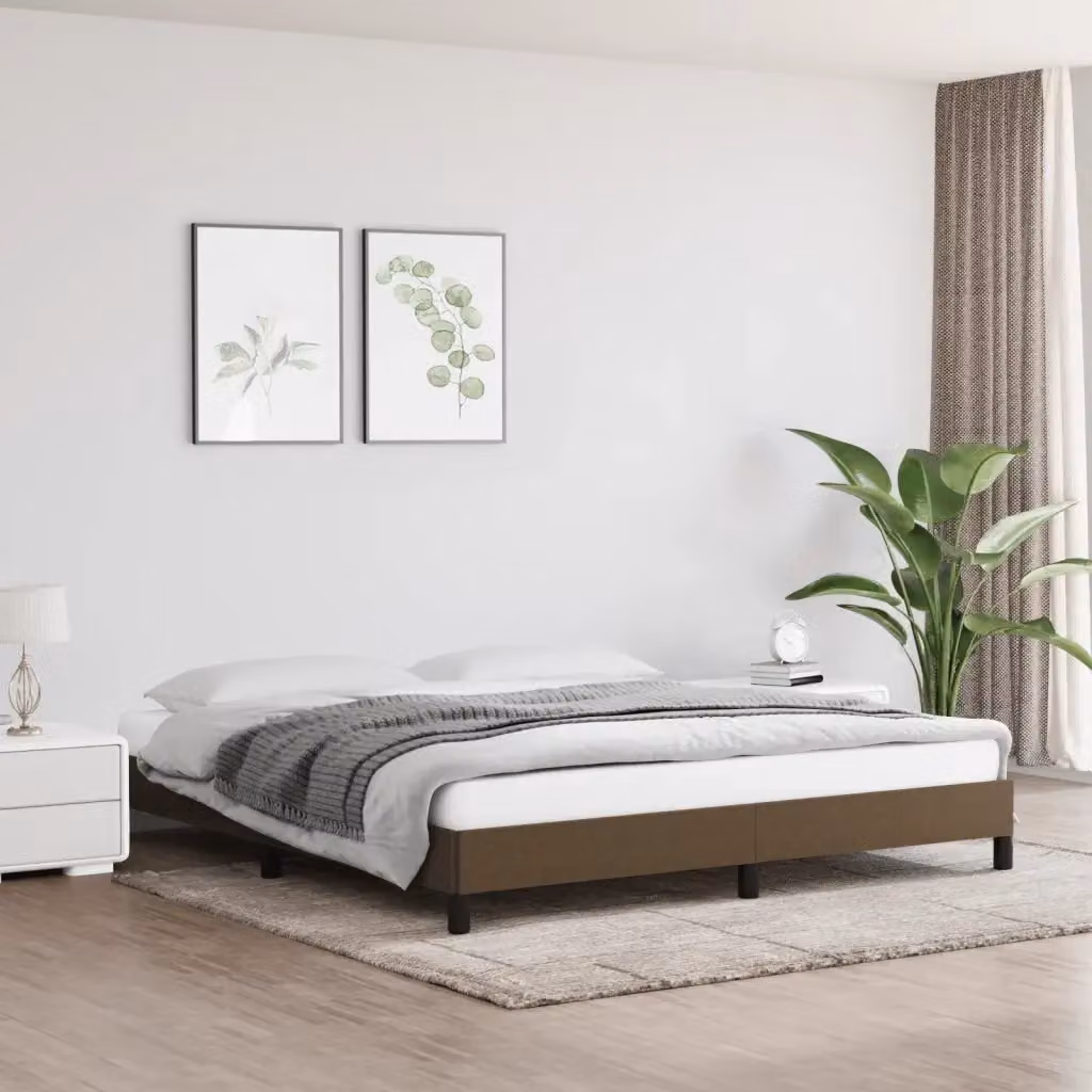 Letto matrimoniale moderno DESIGN IN in tessuto marrone scuro con struttura in legno e doghe fisse L/P: 160 x 200 cm – 2