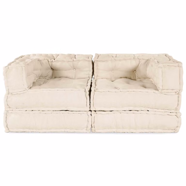 Set di 2 unità di divano modulare vidaXL in tessuto beige per soggiorno o terrazza L/P/H: 140 x 70 x 56 cm