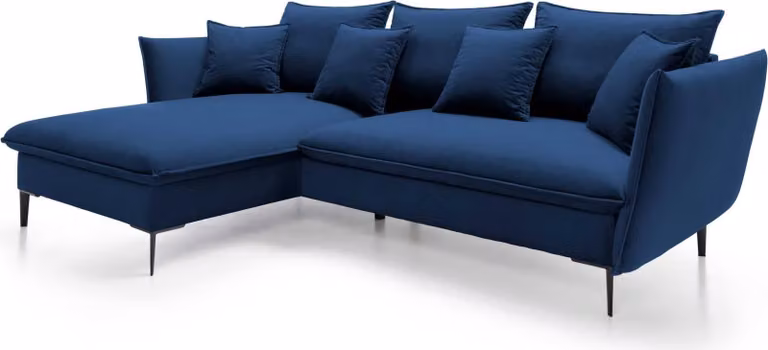 Divano angolare FURNLUX Blu e Nero Lucido 258cm / Colore principale: Blu / Dimensioni: 258 x 91 x 167 cm