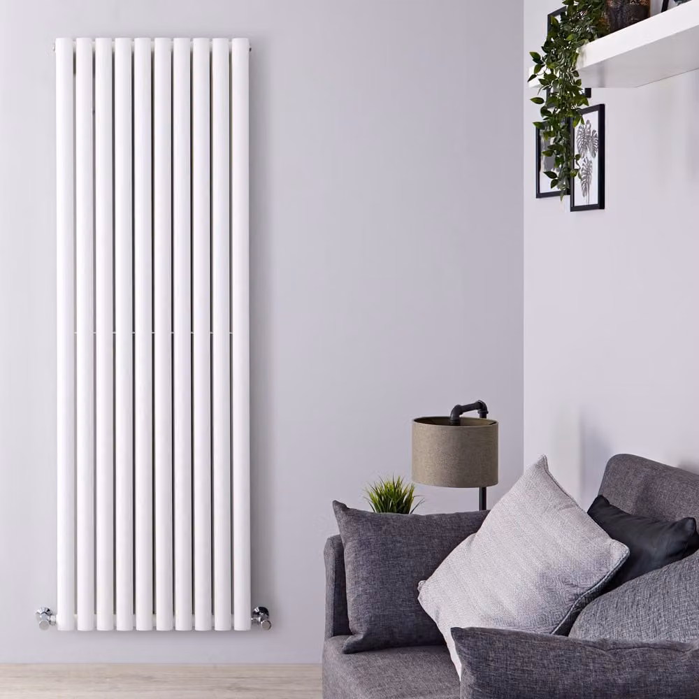 Radiatore Verticale Doppio di Design Bianco 1780x590mm 1830W Termosifone da Arredo - Revive