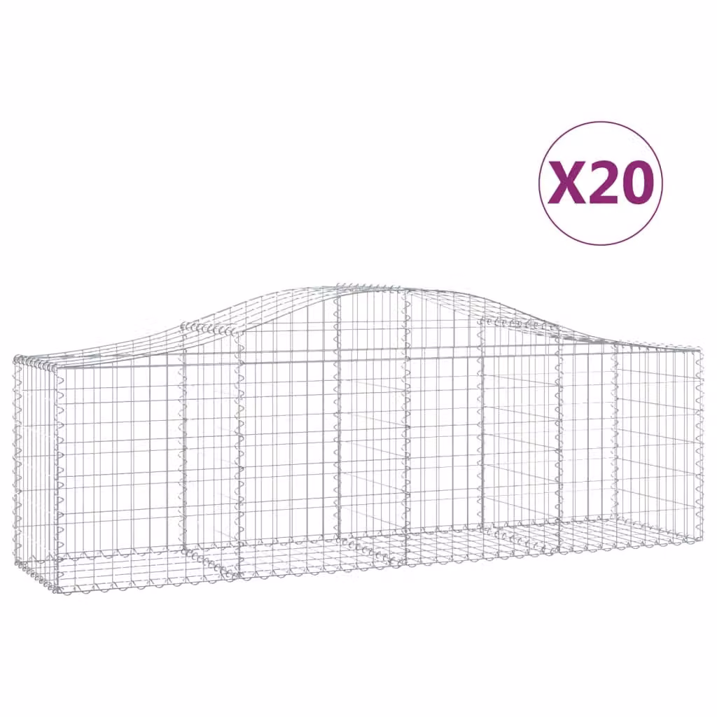 Cesti Gabbioni ad Arco 20 pz 200x50x60/80 cm Ferro Zincato