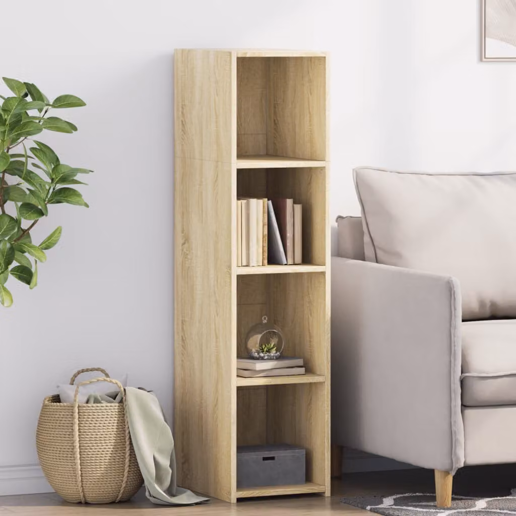 Credenza moderna vidaXL in legno multistrato color rovere Sonoma, L 124 cm x P 41 cm x H 30 cm