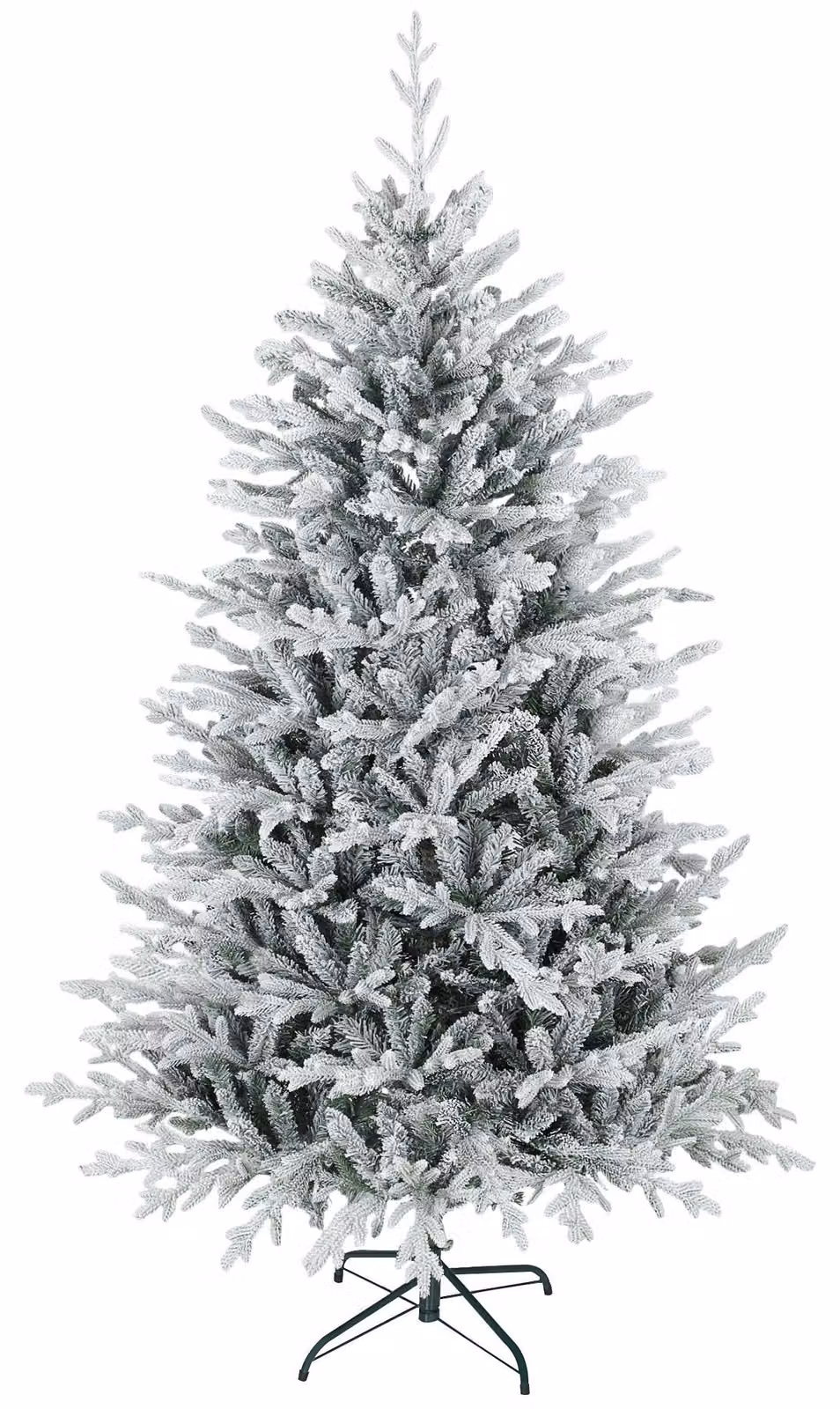 Albero di Natale artificiale, altezza 180 cm, con effetto neve, rami folti, ignifugo, color verde