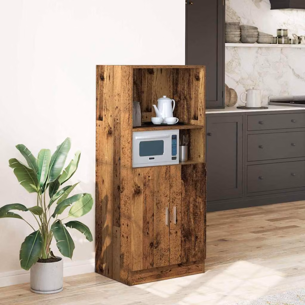 Armadietto da cucina vidaXL in legno antico marrone con ante a battente e ripiani interni L: 57 cm, P: 41,5 cm, H: 131,5 cm