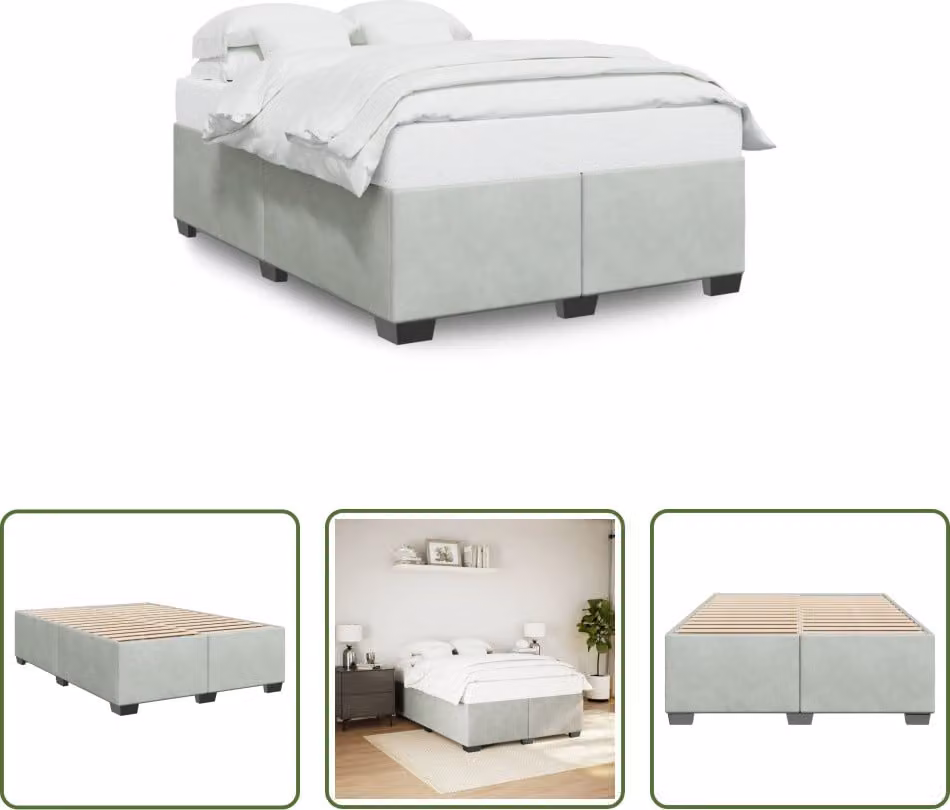 The Living Store Struttura letto grigio chiaro 160x200 cm in velluto