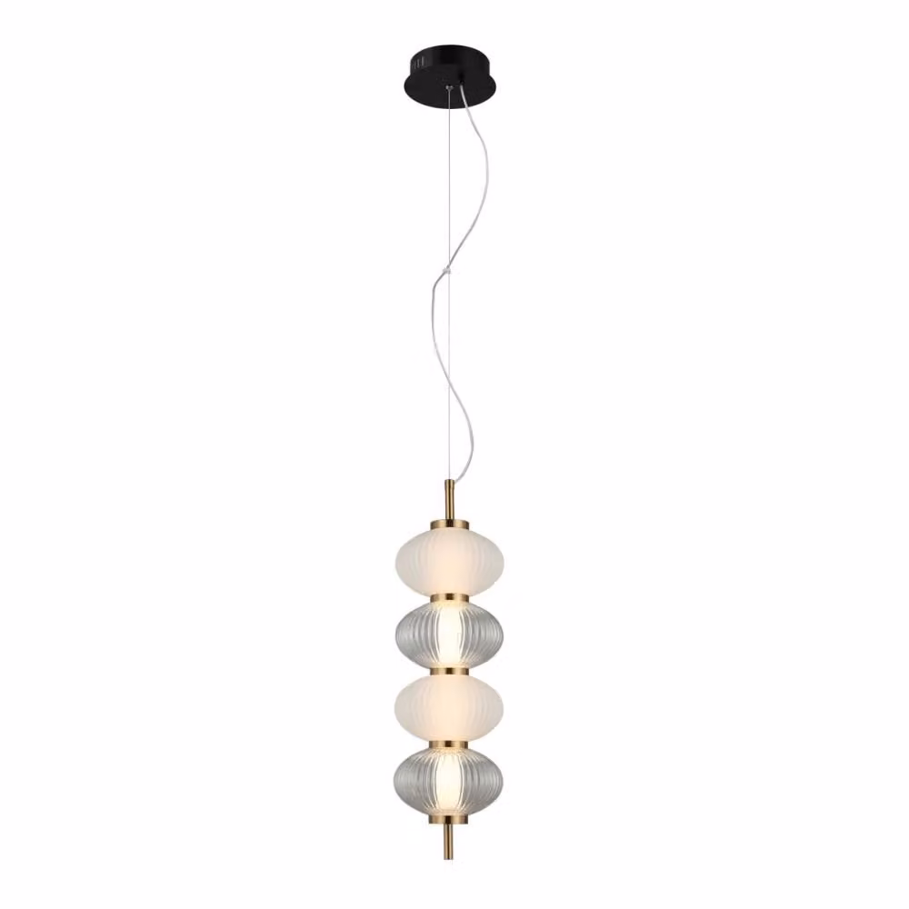 Lampada a sospensione decorativa per il soggiorno con paralumi verticali in vetro colore caldo LED 16W TESTA Italux