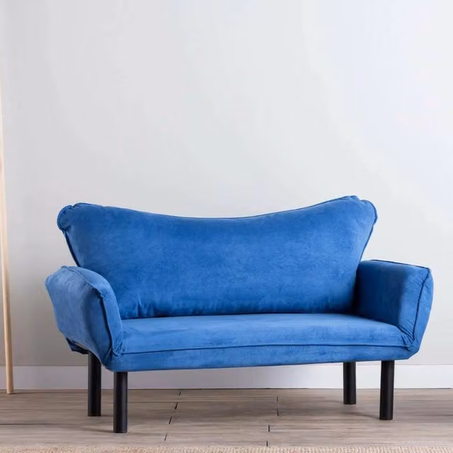 Divano Letto 2 Posti Hone DMORA con Contenitore e Sistema Click Clack, Blu, L/P/H: 140 x 200 cm – 1