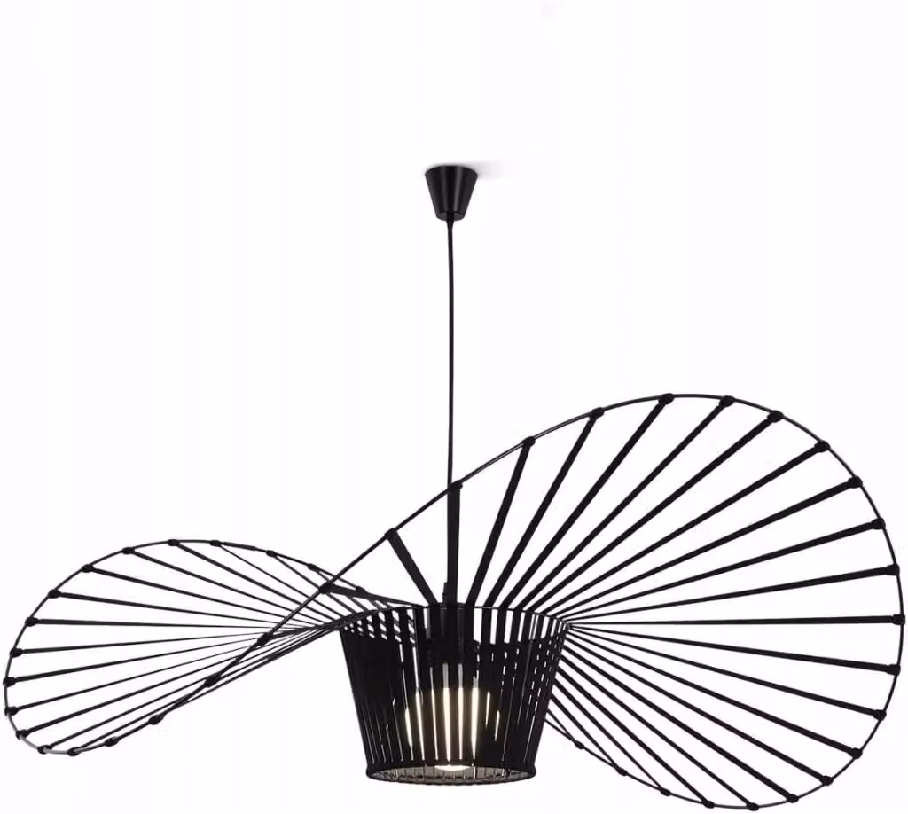ZMH Lampada a Sospensione Moderna LED Nero con Attacco E27 in Metallo e Tessuto, Altezza: 80 cm – 2