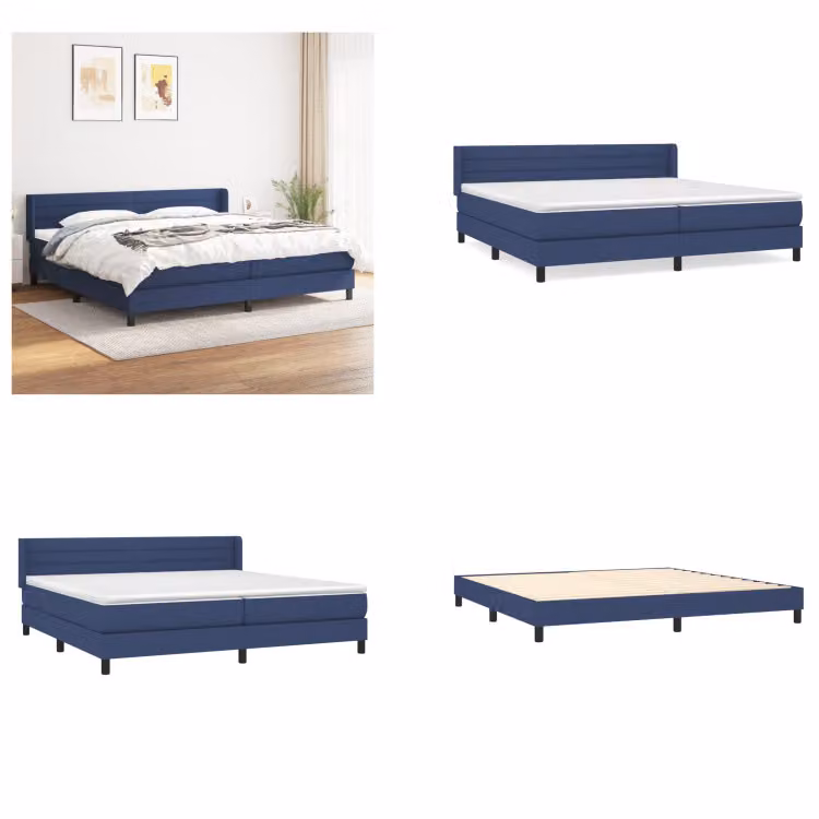 vidaXL Letto a molle con materasso in tessuto blu 200x200 cm - Letto a molle - Boxspringbetten - Bett - Schlafzimmermöbel