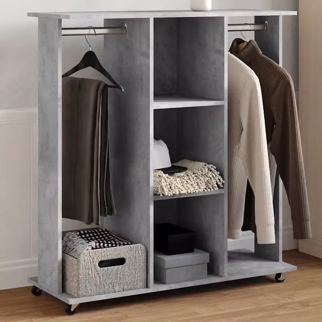 Armadio con ruote vidaXL in legno multistrato grigio, L: 102 cm, P: 38 cm, H: 110 cm
