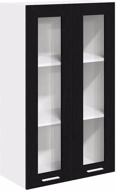 Pensile moderno HELLOSHOP26 per cucina o soggiorno in legno di rovere nero opaco, L: 60 cm, P: 31 cm, H: 100 cm