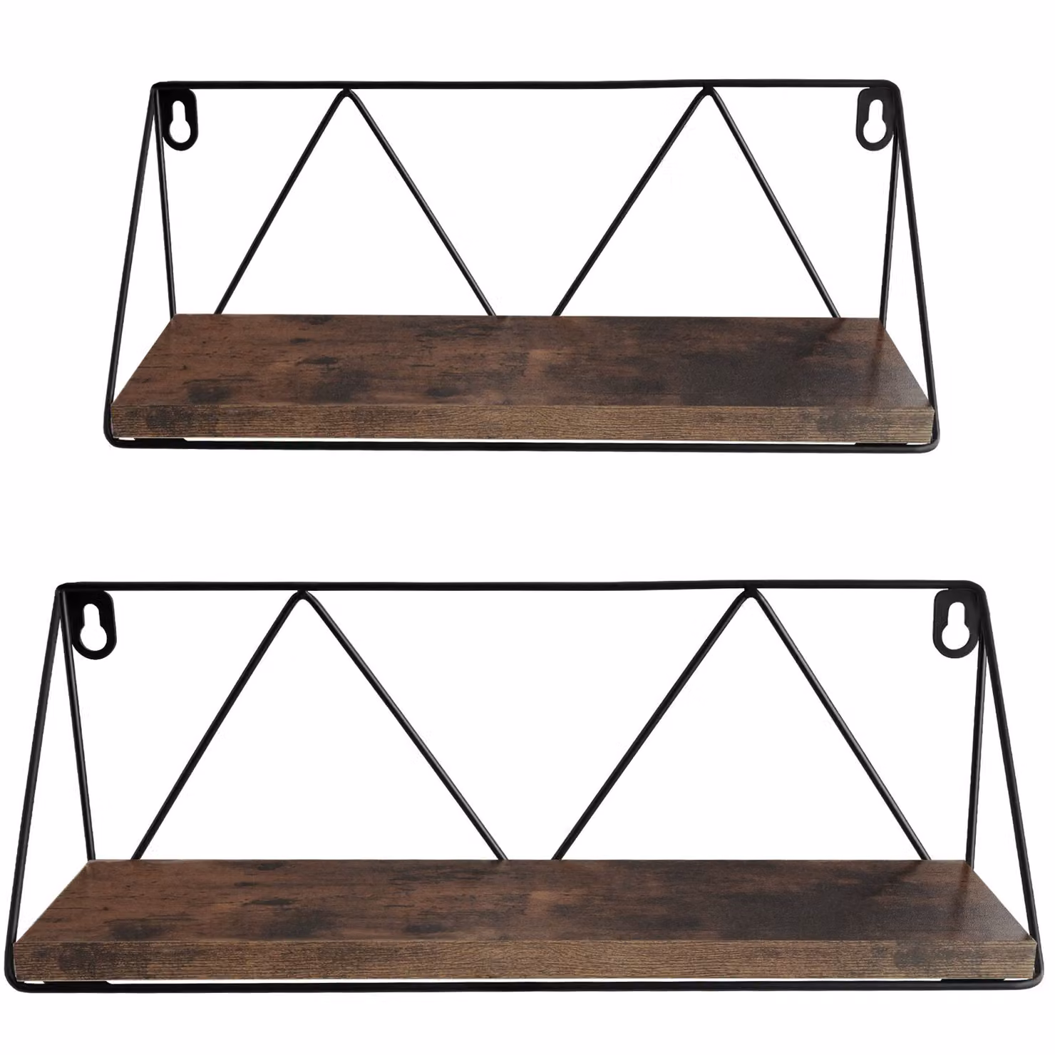 2 mensole sospese Rockport Tectake in legno e metallo stile industriale, colore marrone – 3
