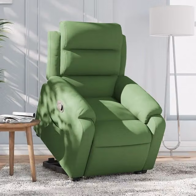 Poltrona Alzapersona Reclinabile vidaXL in Velluto Verde con Assistenza Elettrica per Anziani – 1