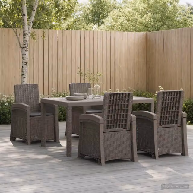 Set da Pranzo per Giardino 5 pz Grigio chiaro e Antracite PP 3430132