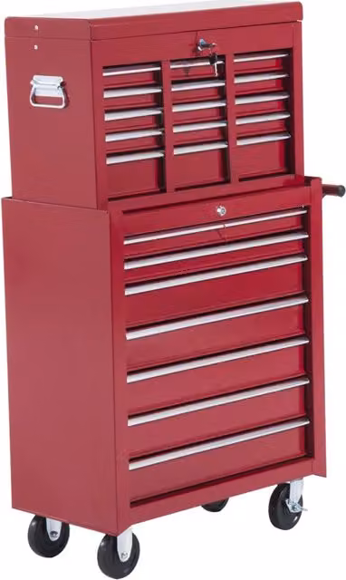 Carrello portautensili da officina in metallo, rosso, mobile e robusto per garage e officina