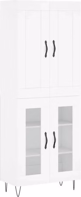 Credenza moderna bianca in legno multistrato per sala da pranzo L: 69,5 cm, P: 34 cm, H: 180 cm