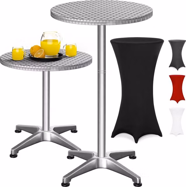 Tavolo alto Casaria argento con copertura nera per tavolo Ø60 cm, L: 115 cm, P: 60 cm – 1