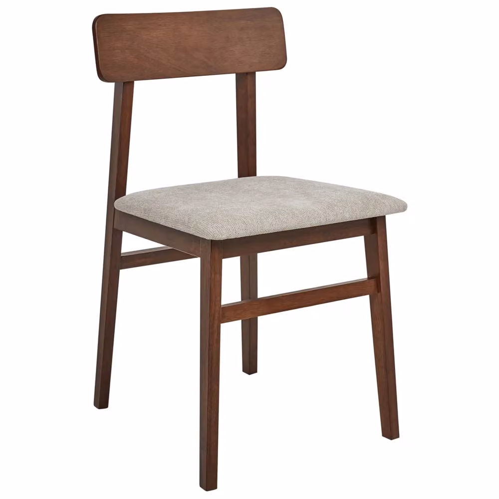 Set di 2 sedie da pranzo BELIANI con struttura in legno di gomma scuro e seduta in tessuto taupe design retrò – 2